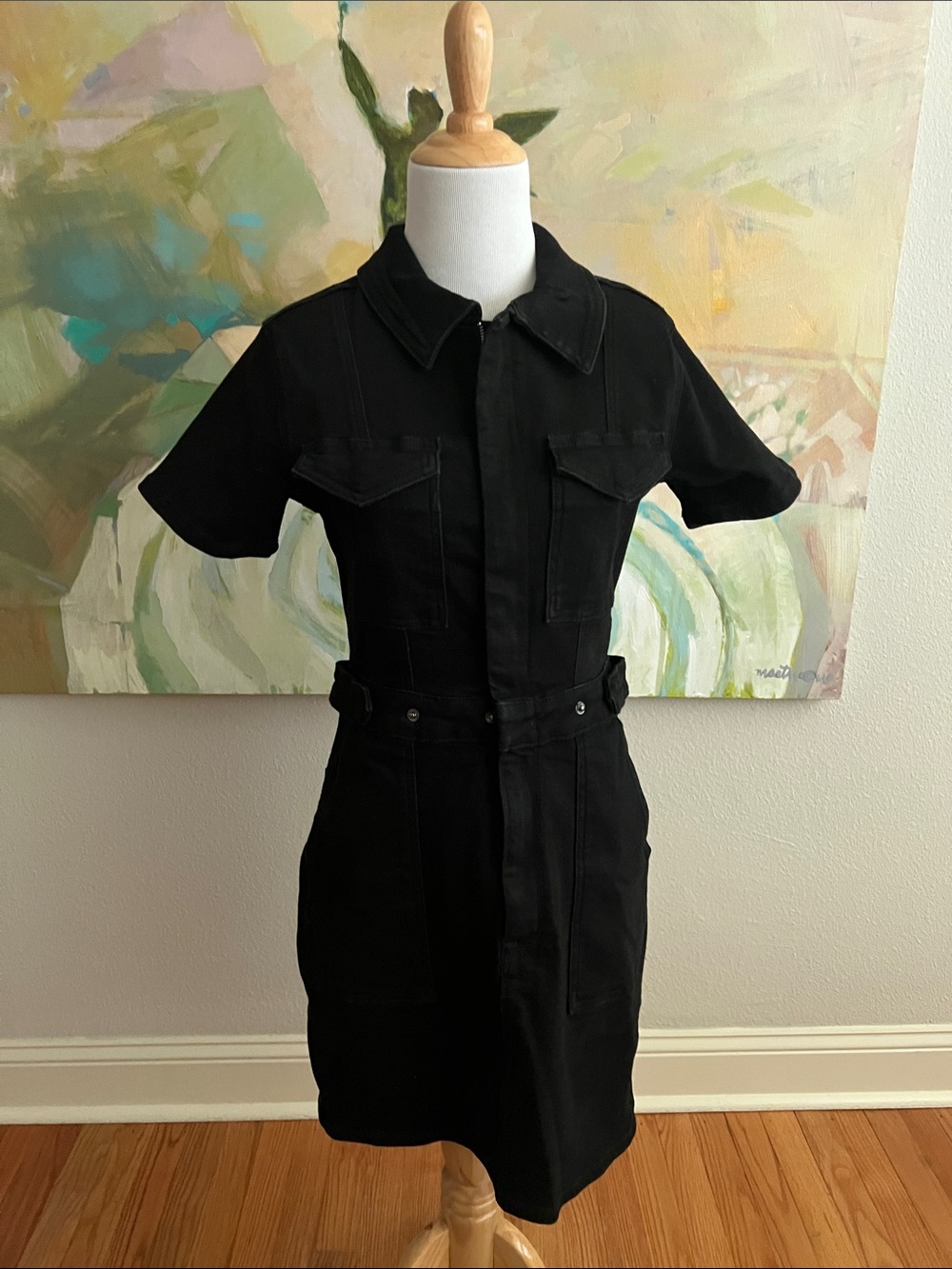 Good American Fit for Success Mini Shirt Jean Dress Womens Medium Black Denim